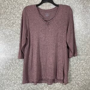 Lane Bryant Women's Plus Size Pink & Black Marled Tunic Sweater - Size 14/16W